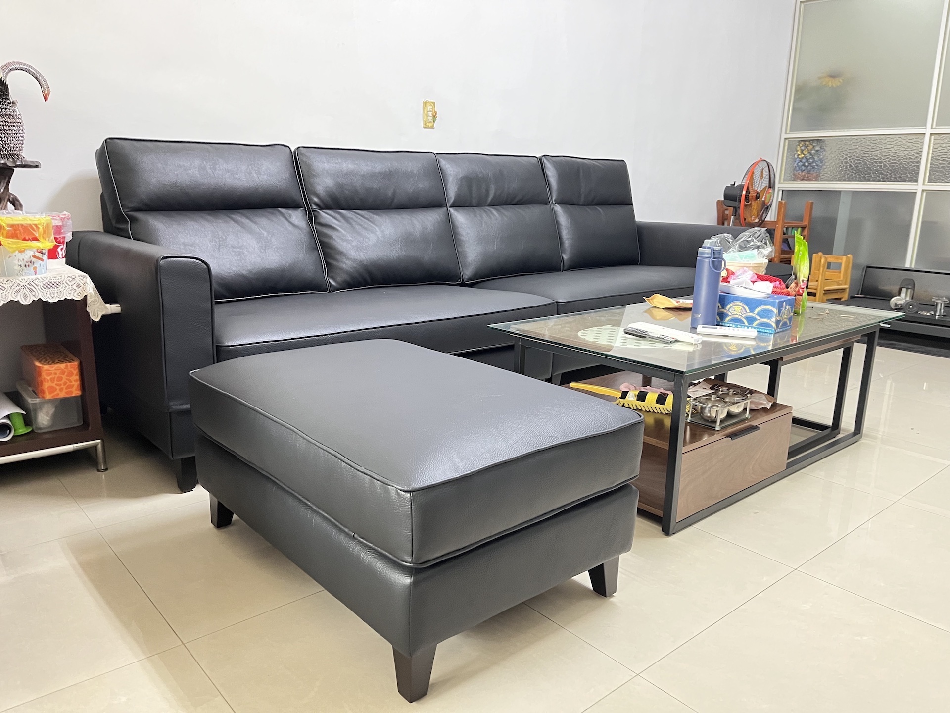 【客戶案例分享】台中烏日黑色Ｌ型沙發訂製