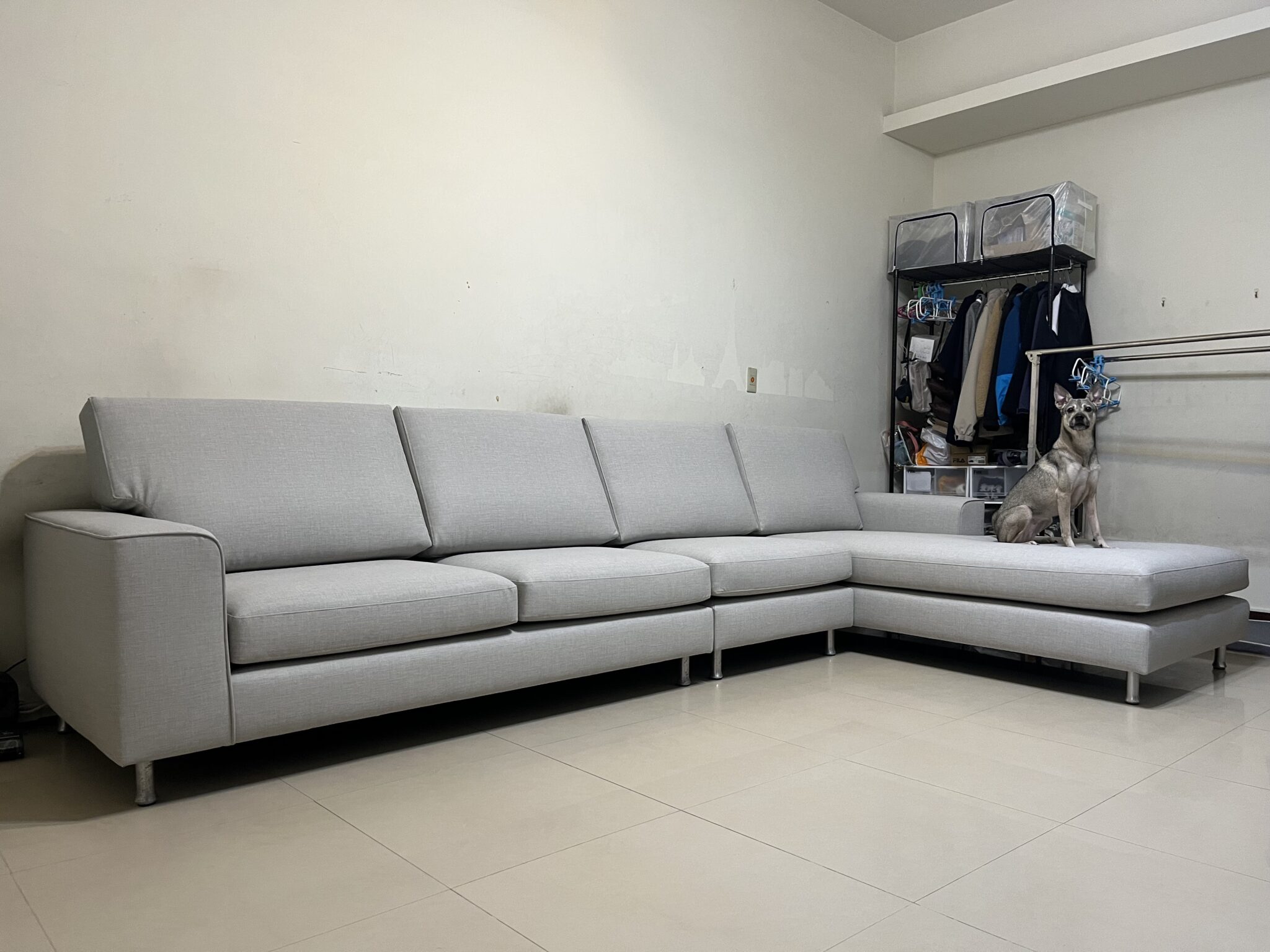 【世昌沙發｜台中沙發翻修】台中太平Ｌ型貓抓皮沙發翻修換皮