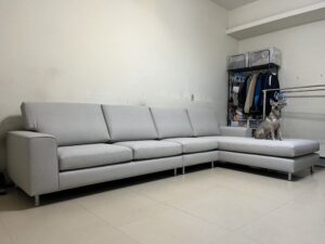 【世昌沙發｜台中沙發翻修】台中太平Ｌ型貓抓皮沙發翻修換皮