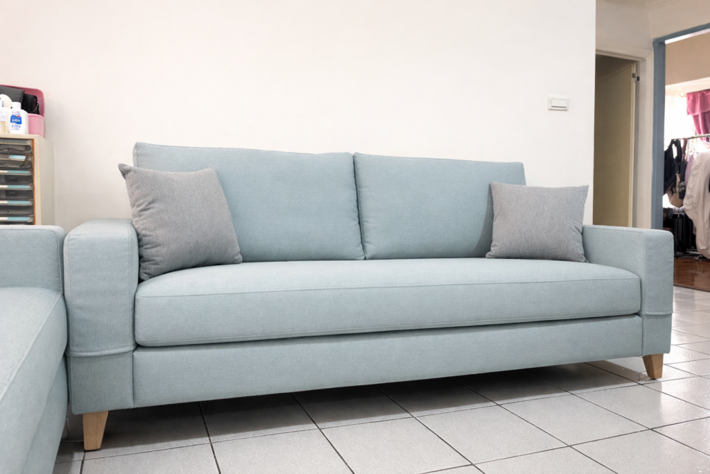 【世昌沙發｜台中沙發訂製】台中太平淺色低背涼感布沙發訂製