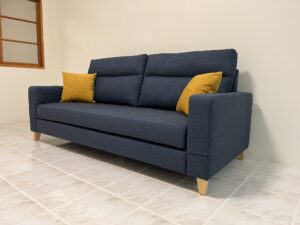 【世昌沙發｜台中訂製沙發】台中北區深藍色高背貓抓布沙發訂製