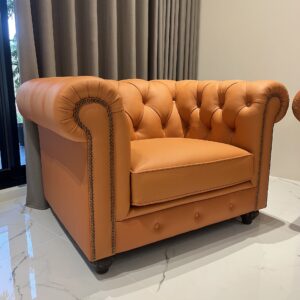 【世昌沙發｜台中沙發翻修】台中西屯單人古典拉釦沙發翻修更換