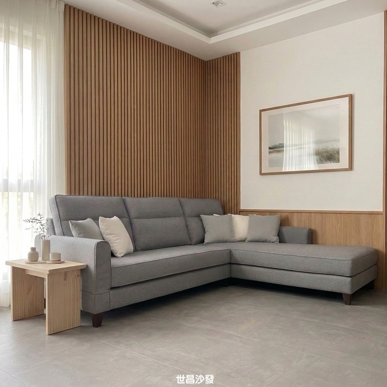 【世昌沙發｜台中訂製沙發】太平高背貓抓布L型沙發訂製