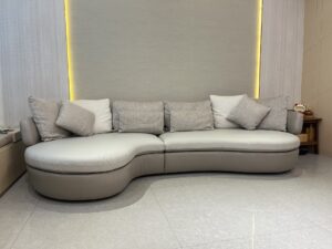 【彰化沙發翻修】員林圓弧形半牛皮沙發坐墊更換皮革